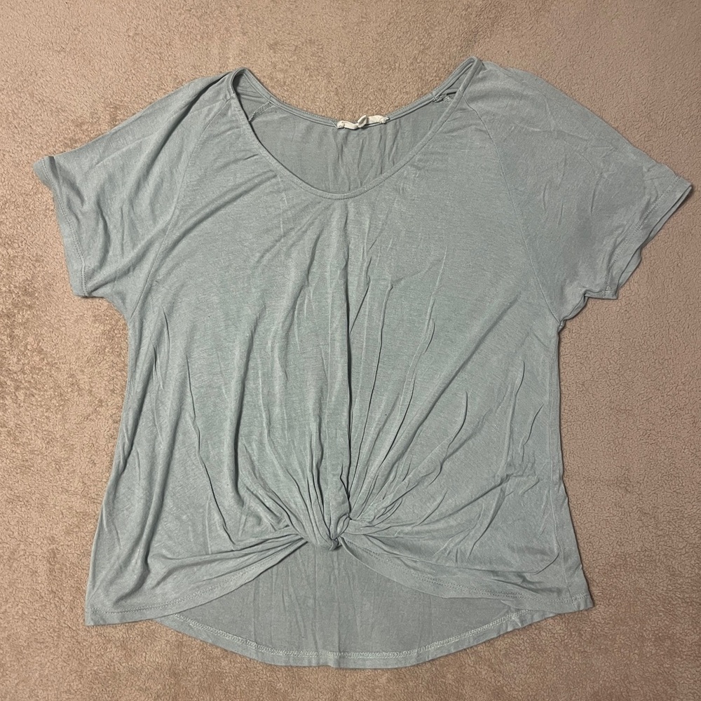 Mint Green Short Sleeve Tie Front T-Shirt